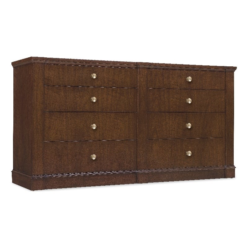 Archives Eight-Drawer Dresser in Dark Natural Wood Finish by Hooker