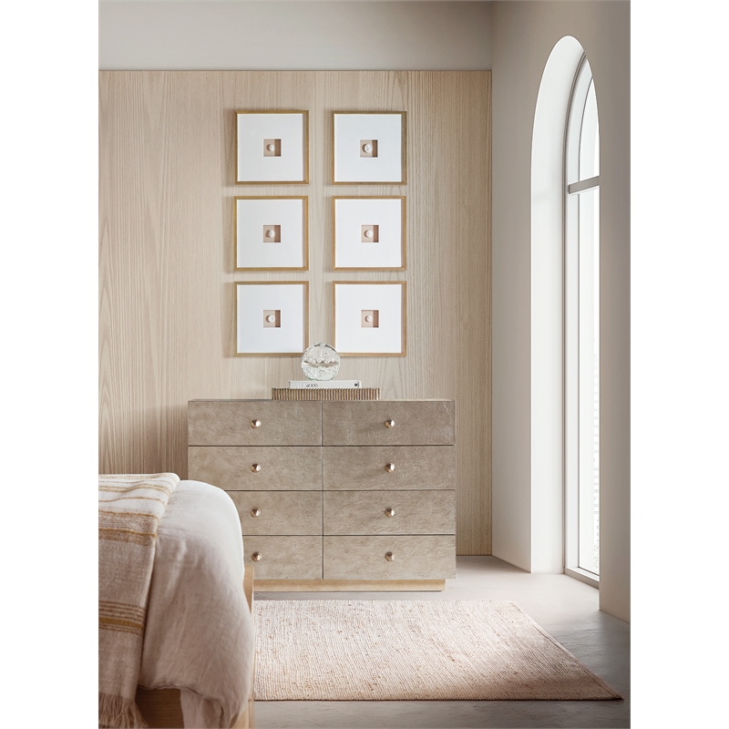 Westwood Single Dresser in Silver leaf plated wood drawer fronts by Hooker