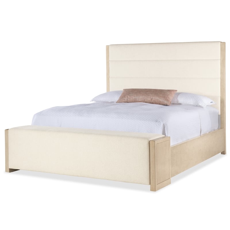 Westwood King Upholstered Storage Bed with Ivory Fabric Headboard and Footboard