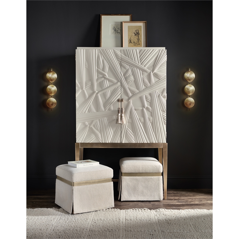 Melange Dream Weaver Pouf with Beige Fabric by Hooker Furnishings