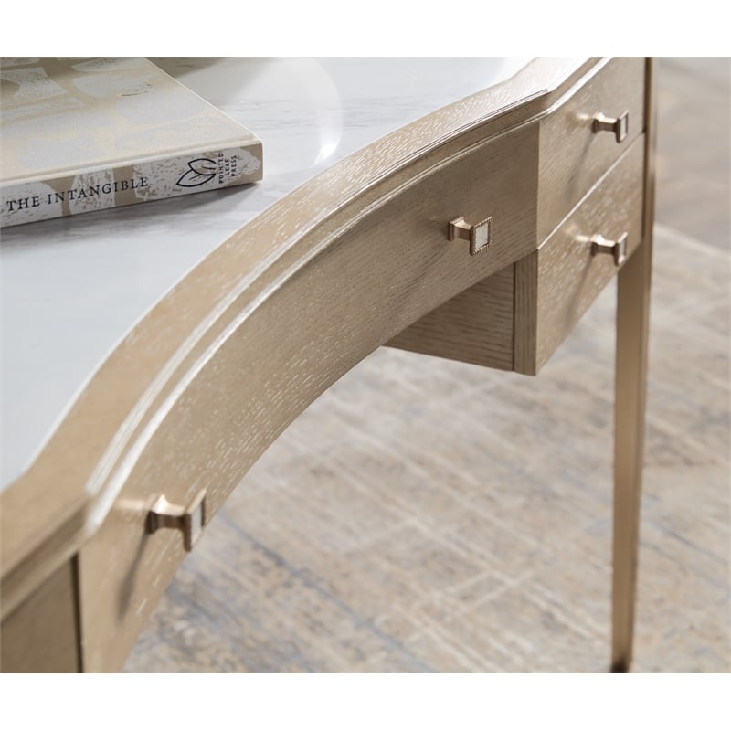 Melange Flourish Dressing Table with Marble Top on a Natural Base by Hooker