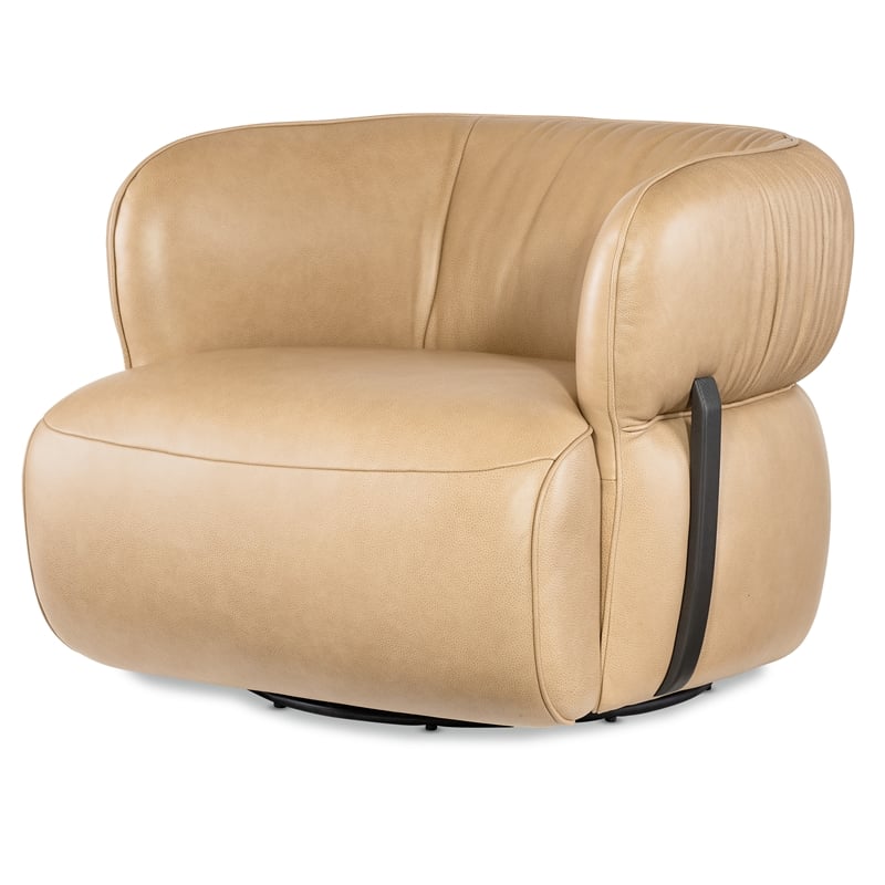 McGuire Swivel Chair with Beige Leather by Hooker Furnishings