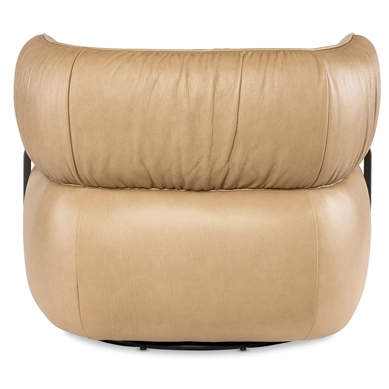 McGuire Swivel Chair with Beige Leather by Hooker Furnishings
