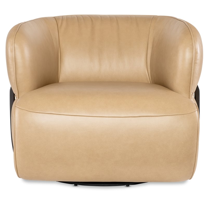 McGuire Swivel Chair with Beige Leather by Hooker Furnishings