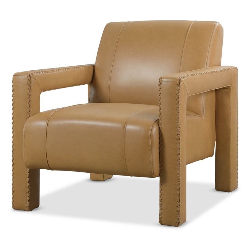 Covette Accent Chair with Brown Leather by Hooker Furnishings