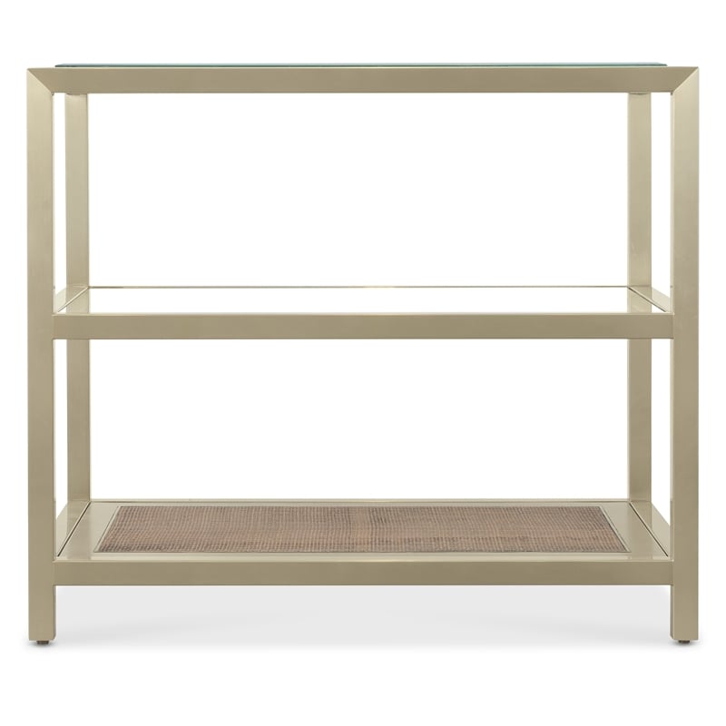 Melange End Table with Glass Top on Steel Base by Hooker Furnishings