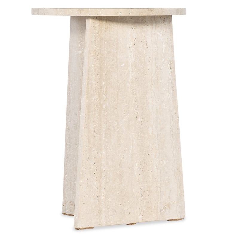 Melange Cirque Spot Table with Cream Colored Travertine Xalapa Honed Stone
