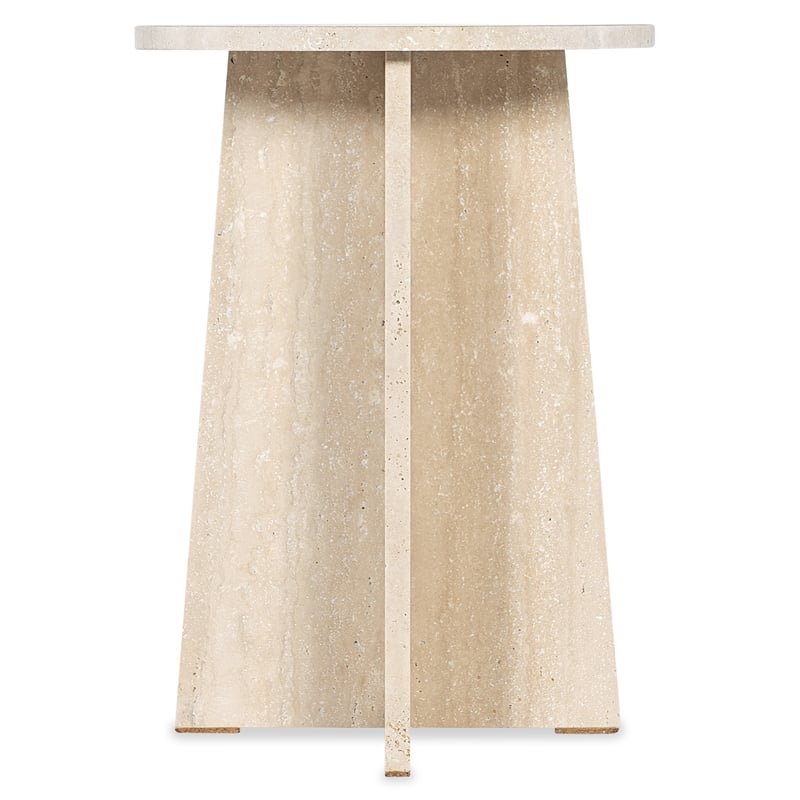Melange Cirque Spot Table with Cream Colored Travertine Xalapa Honed Stone
