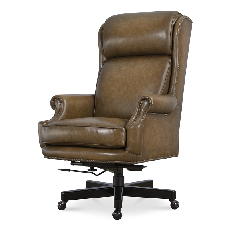 Tucker Executive Swivel Tilt Chair with Brown Leather by Hooker Furnishings