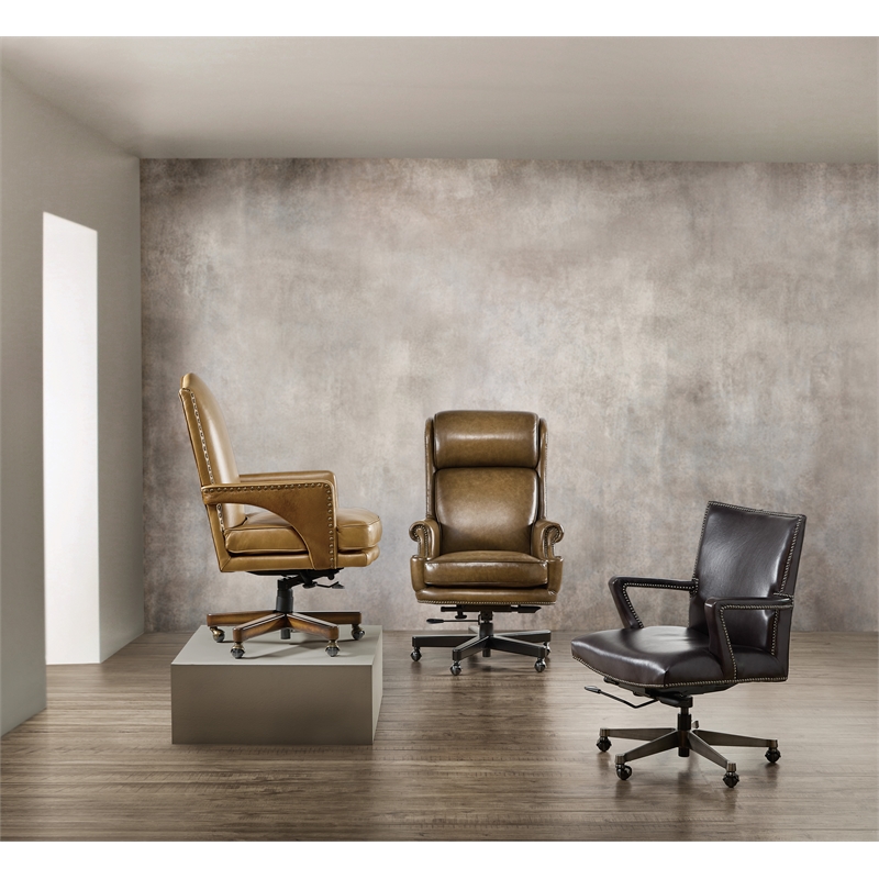 Tucker Executive Swivel Tilt Chair with Brown Leather by Hooker Furnishings