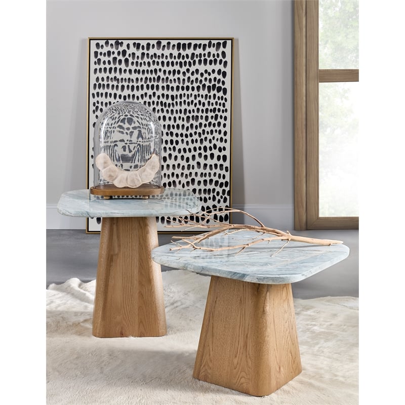 Commerce and Market Hudson High Nesting Table w/ Stone Top on Natural Wood Base