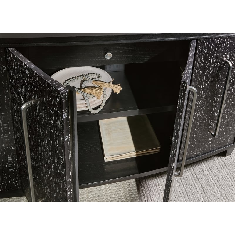 Melange Midnight Credenza in Black Wood Finish by Hooker Furniture