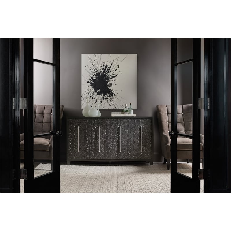 Melange Midnight Credenza in Black Wood Finish by Hooker Furniture