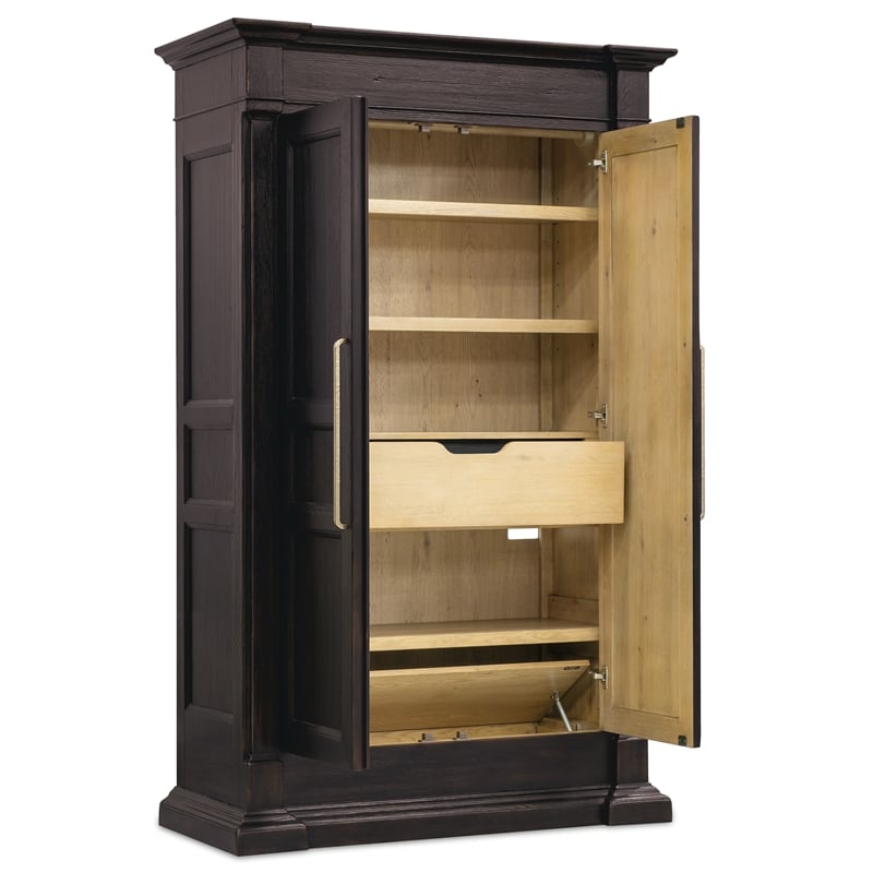 Driftwood Bar-Pull Wardrobe in Black Wood by Hooker Furniture