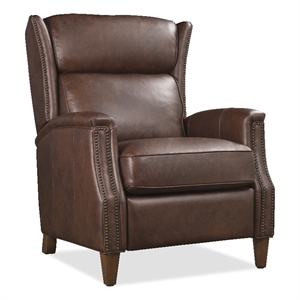 Lansing Power Recliner with Power Headrest in Brown Leather by Hooker Furniture