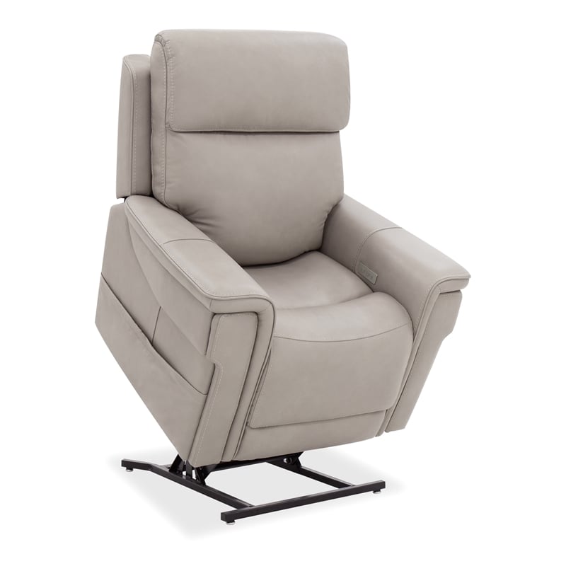 Lyra Lift Chair with Power Recline Headrest and Lumbar in Gray Leather