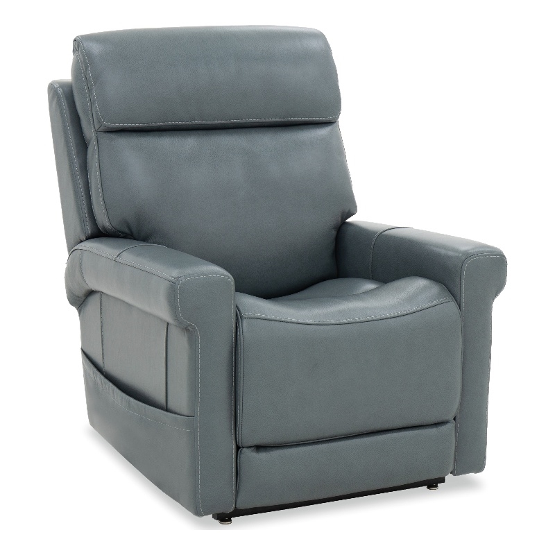 Locke Lift Chair with Power Recline Headrest and Lumbar in Blue Leather