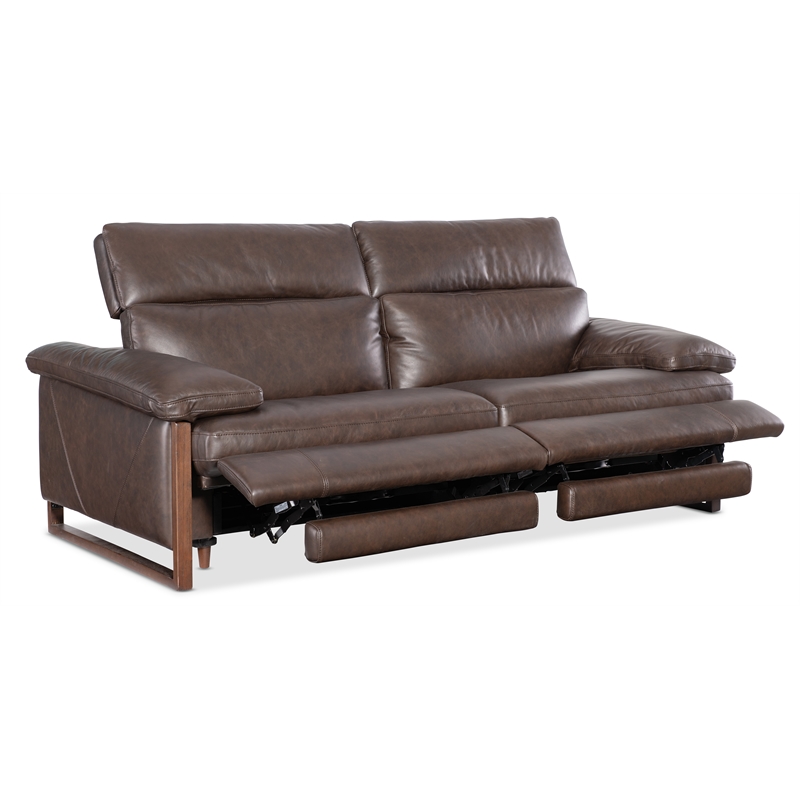 Jericho Power Sofa with Power Headrest in Brown Leather by Hooker Furniture