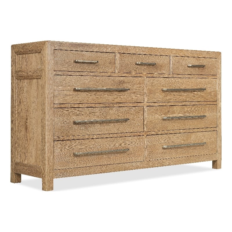 Driftwood Nine-Drawer Dresser in Light Brown Wood by Hooker Furniture