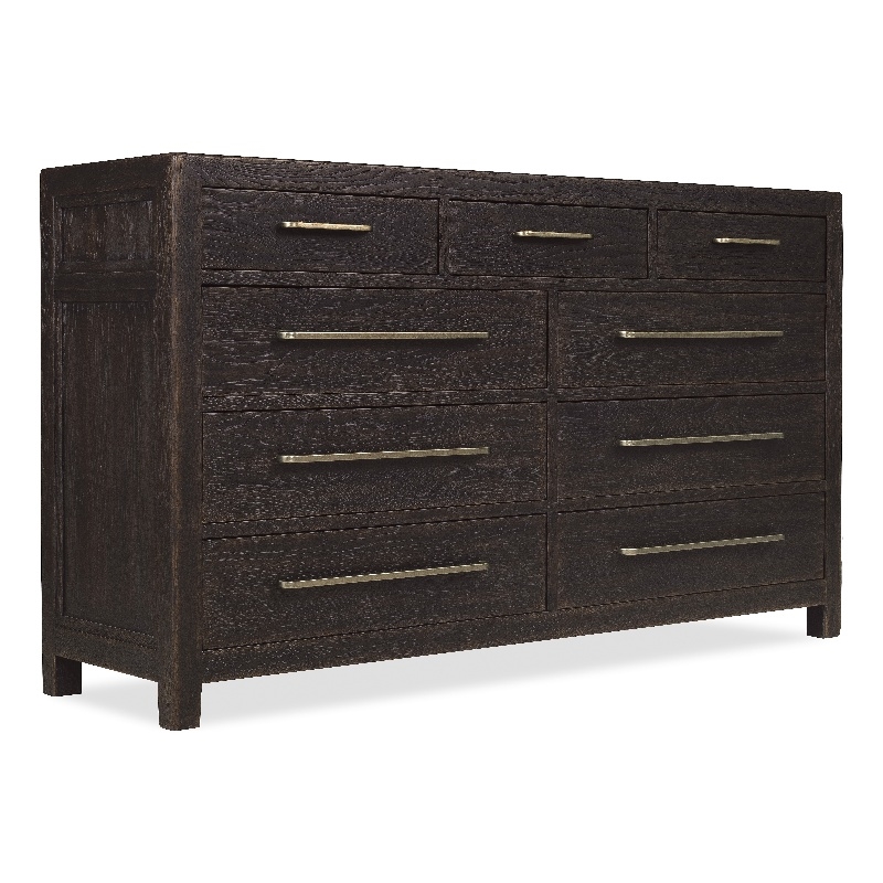 Driftwood Nine-Drawer Dresser in Black Wood by Hooker Furniture