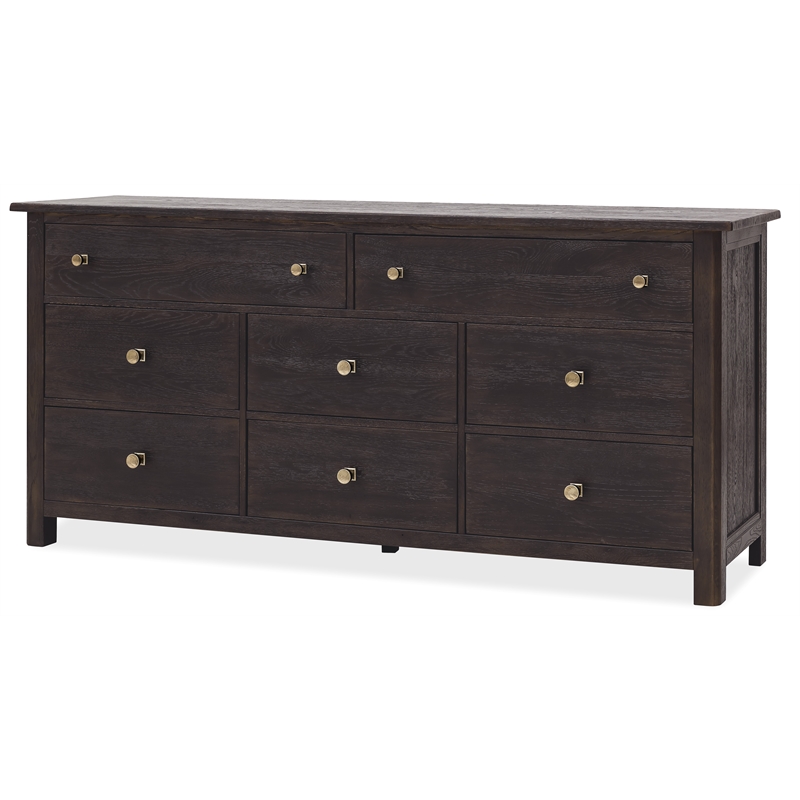 Driftwood Eight-Drawer Dresser in Black Wood by Hooker Furniture