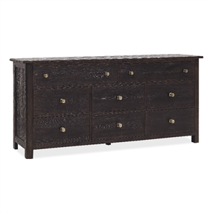 Driftwood Eight-Drawer Dresser in Black Wood by Hooker Furniture