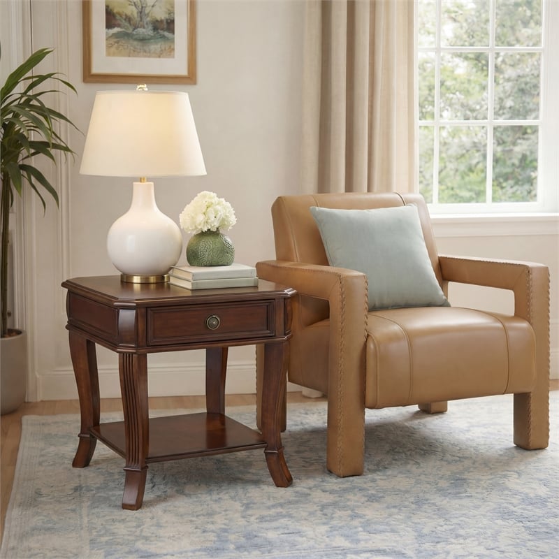 Hooker Furniture Brookhaven Wood Top End Table in Clear Cherry