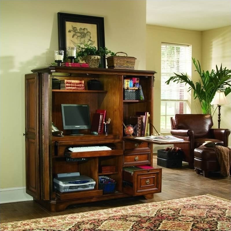 Computer Armoire Desk Hutch Workstation Den Cabinet Small Home Office Furniture 