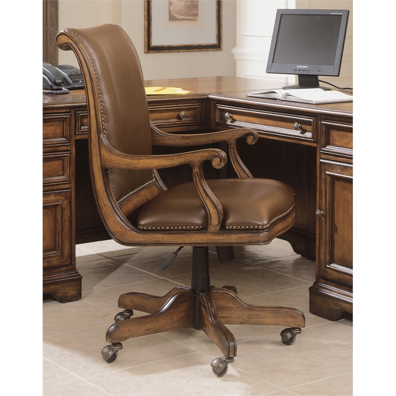Hooker Furniture Brookhaven Desk Office Chair in Medium Clear Cherry