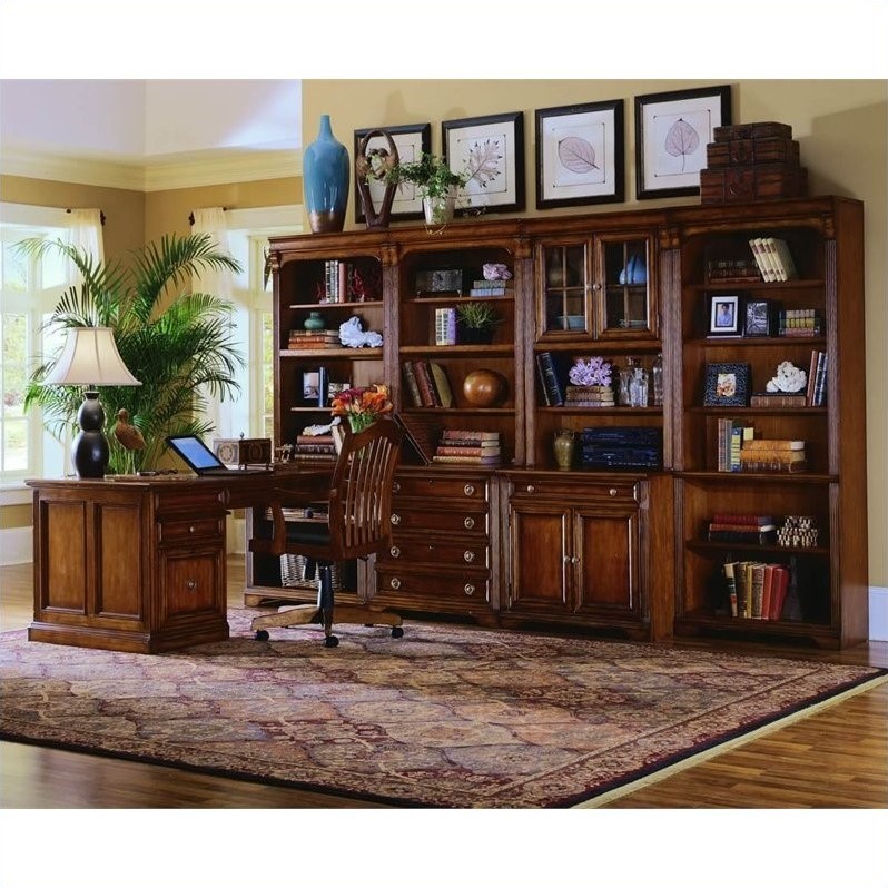 Hooker Furniture Brookhaven Tall Bookcase in Distressed Clear Cherry