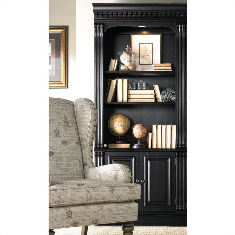 Furniture Telluride Bunching, Black Bookcase With File Cabinet