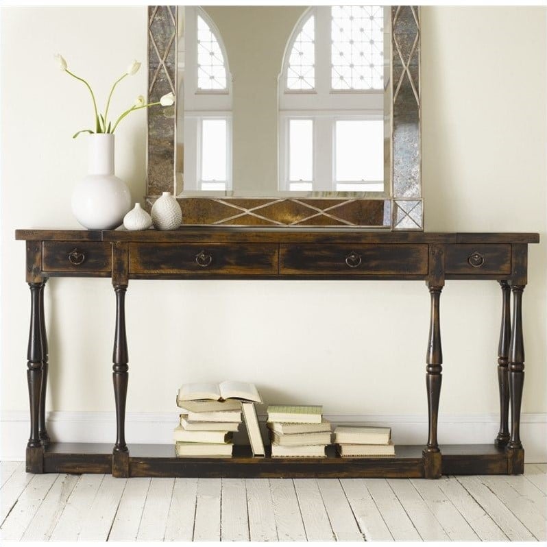 Hooker Furniture Sanctuary Four-Drawer Thin Console in Ebony