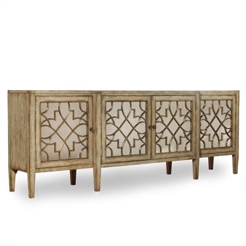 Hooker Furniture Sanctuary Four-Door Mirrored Console in Surf-Visage