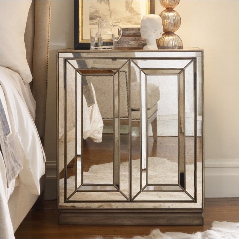 Hooker Furniture Sanctuary Two Door Mirrored Nightstand In Visage 3014 90015 We have more mirrored furniture available if you were looking to pair your furniture! hooker furniture sanctuary two door mirrored nightstand in visage