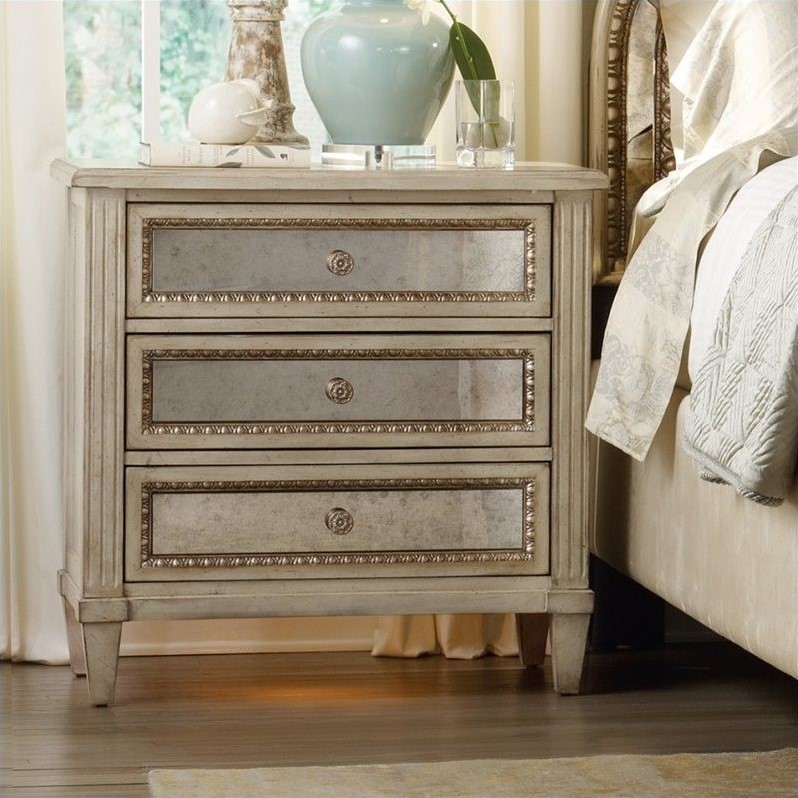 Hooker Furniture Sanctuary Three Drawer Nightstand in Pearl Essence