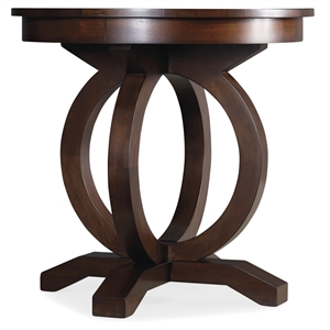 kinsey round pedestal base end table in walnut wood finish by hooker furniture