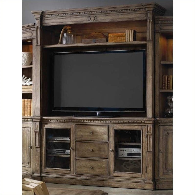 hooker furniture sorella entertainment console with hutch in brown