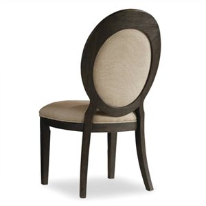 Hooker Furniture Corsica Upholstered Oval Back Dining Chair in Dark Wood