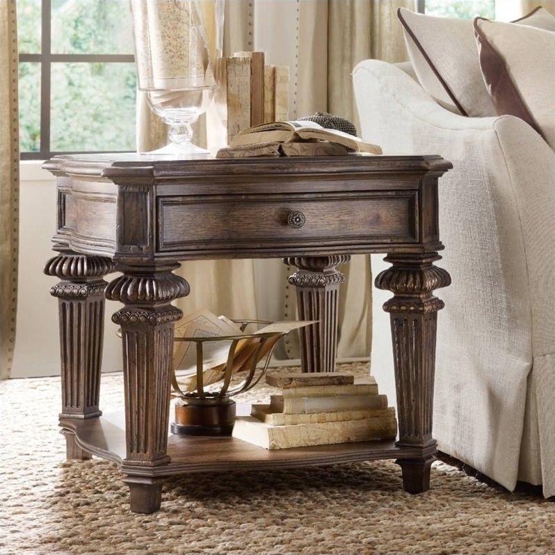 Hooker Furniture Rhapsody 1Drawer End Table in Rustic Walnut 507080113