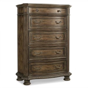 hooker furniture rhapsody 5-drawer chest in rustic walnut