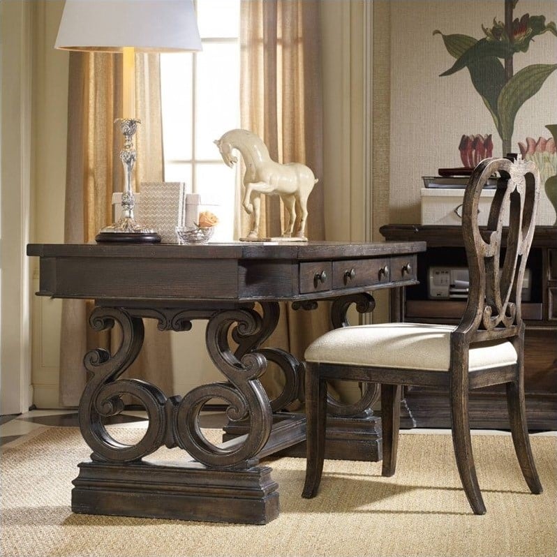 Hooker Furniture DaValle 64" Writing Desk in Dark Hickory   5165 10459