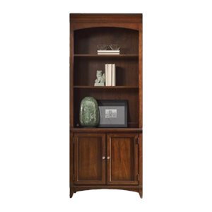 hooker furniture latitude 2-door 3-shelf bunching bookcase in walnut