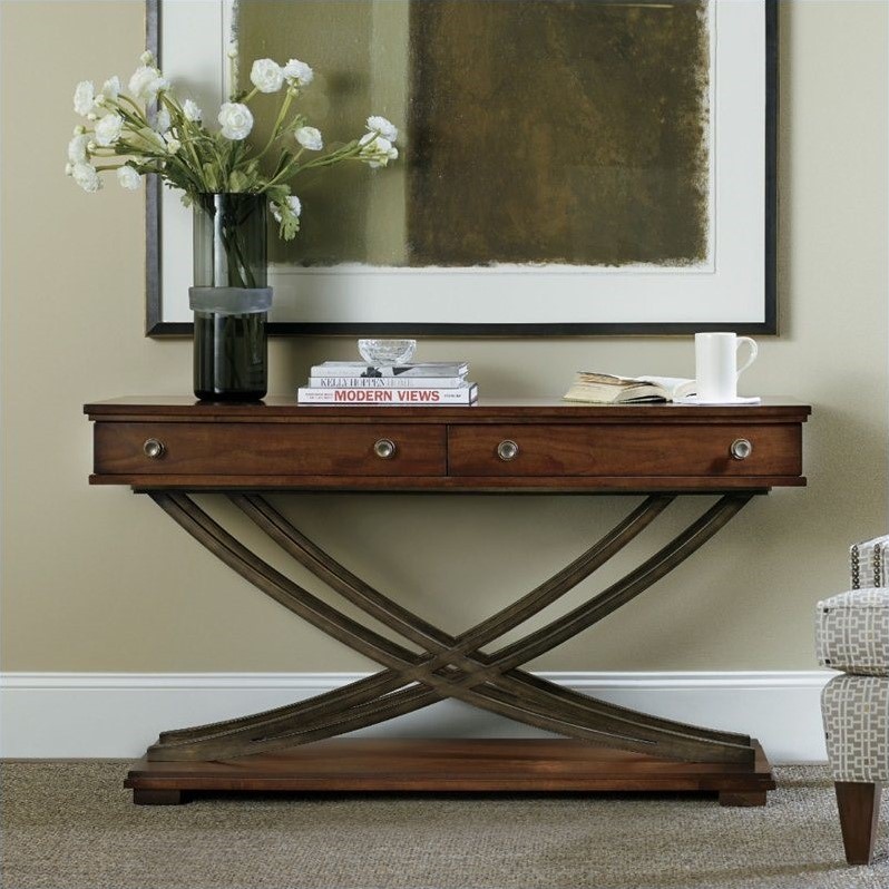 Hooker Furniture Palisade Cross Base Sofa Table In Walnut - 5183-80161