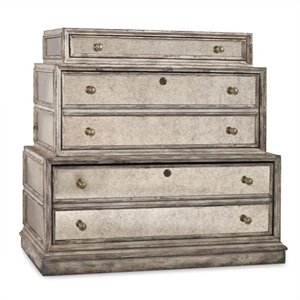 hooker furniture mirrored 3-drawer lateral file in weathered gray