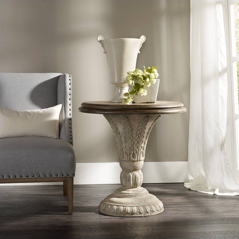 Furniture Solana Round Pedestal, Round Pedestal Side Table With Drawer