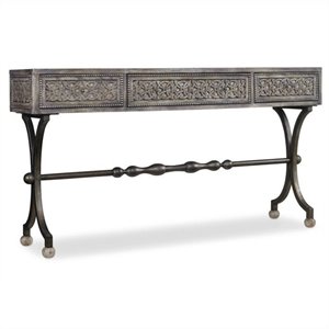 Melange 3-Drawer Ravenna Console Table in Weathered Gray w/ Metal Base by Hooker