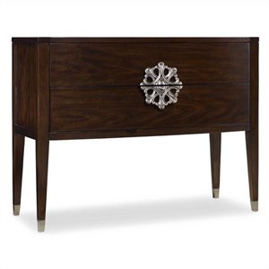 hooker furniture melange 2-drawer medallion console in walnut
