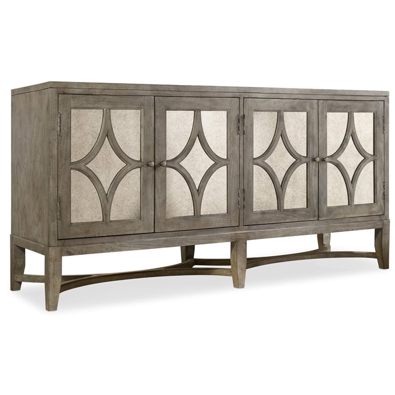 Hooker Furniture Melange 4-Door Diamante Console in Weathered Gray
