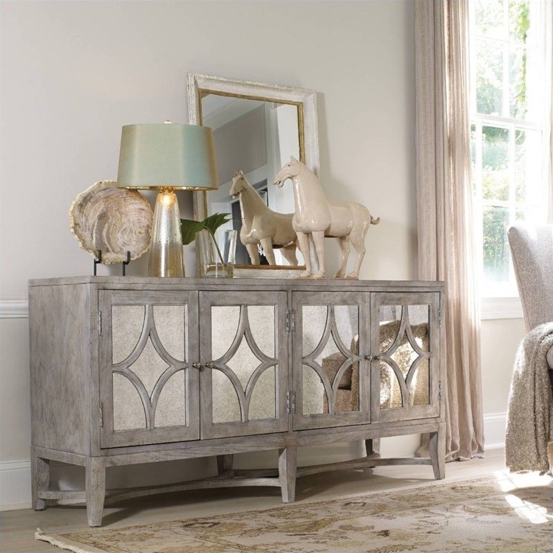 Hooker Furniture Melange 4-Door Diamante Console in Weathered Gray