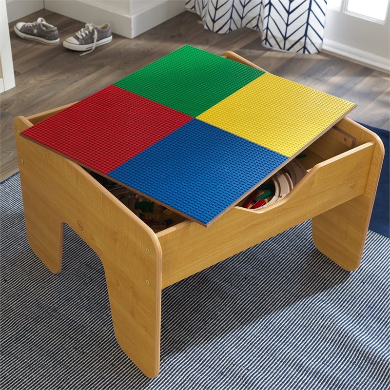 KidKraft 2-in-1 Activity Table with Train Set in Natural